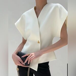 Commense White V-Neck Blouse